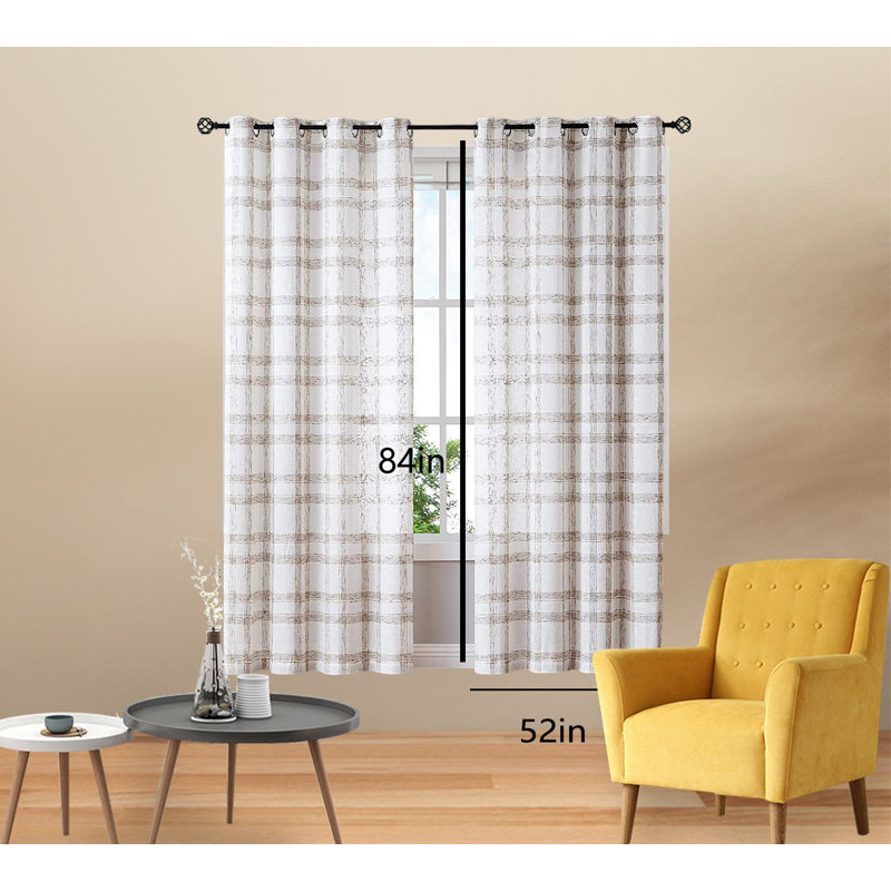 Paire de rideaux semi-transparents avec œillets Moni, L 54 po x L 84 po, Brun