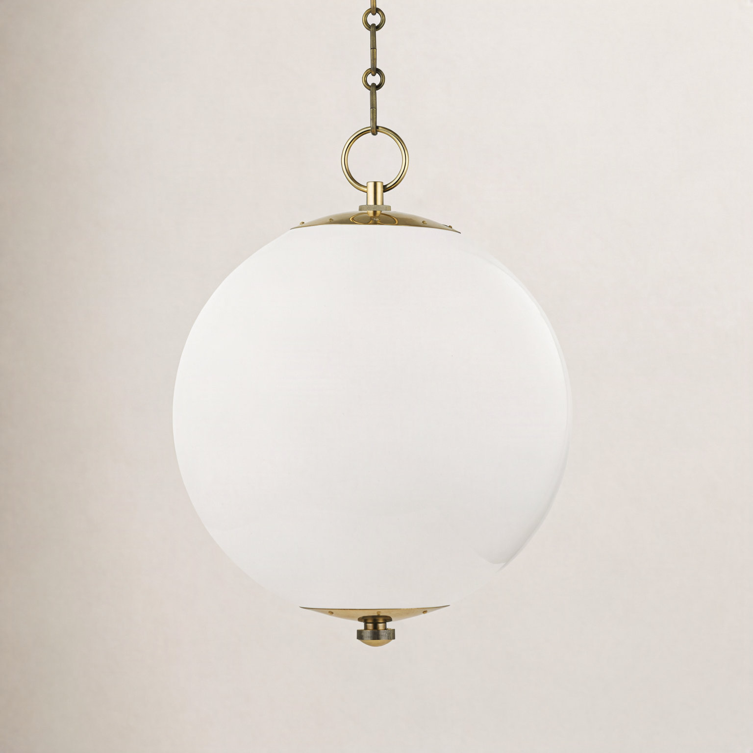 Mark D. Sikes Sphere Single Pendant, Aged Brass, 20.5" H x 16" W x 16" D