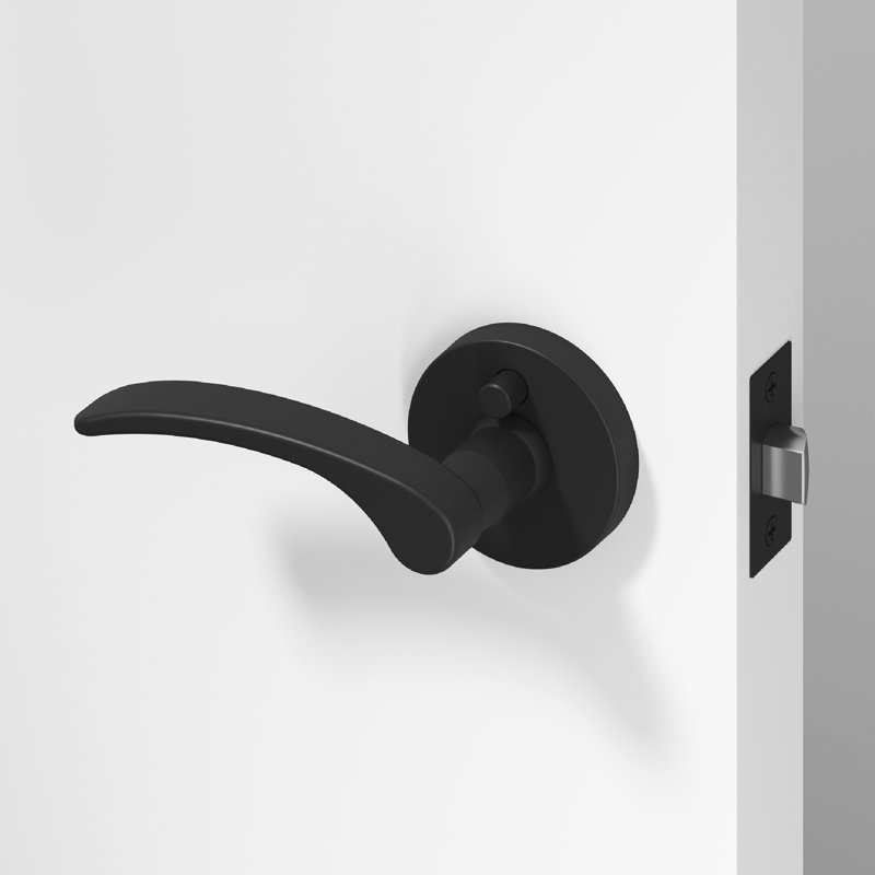 Brook Privacy Door Lever Modern Concealed Design For (Bed & Bath) – Sleek Minimalist Style in Matte Black, Matte Black