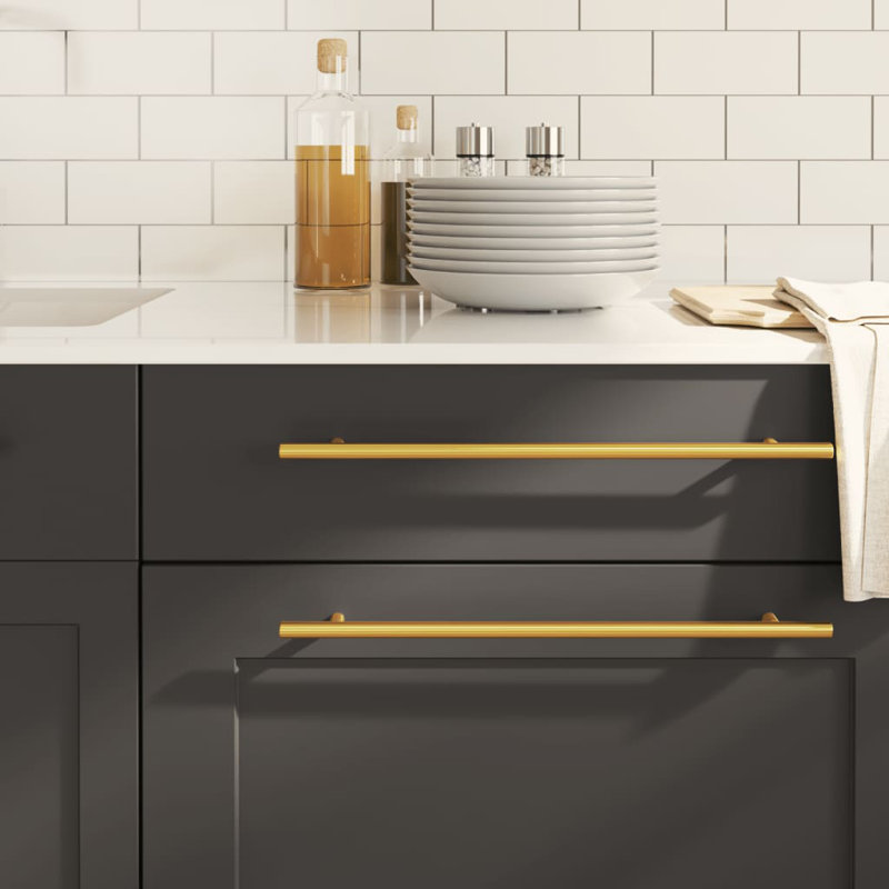 Metro Lane Cabinet Handles 10 Pcs Black 64 Mm Stainless Steel, Gold, 320mm