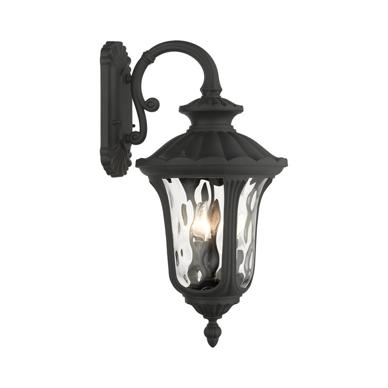 Lanterne murale d'extérieur câblée à 3 lumières 28 H Amiliano Imperial, H 22 po x l 11 po x P 12,5 po, Noir texturé