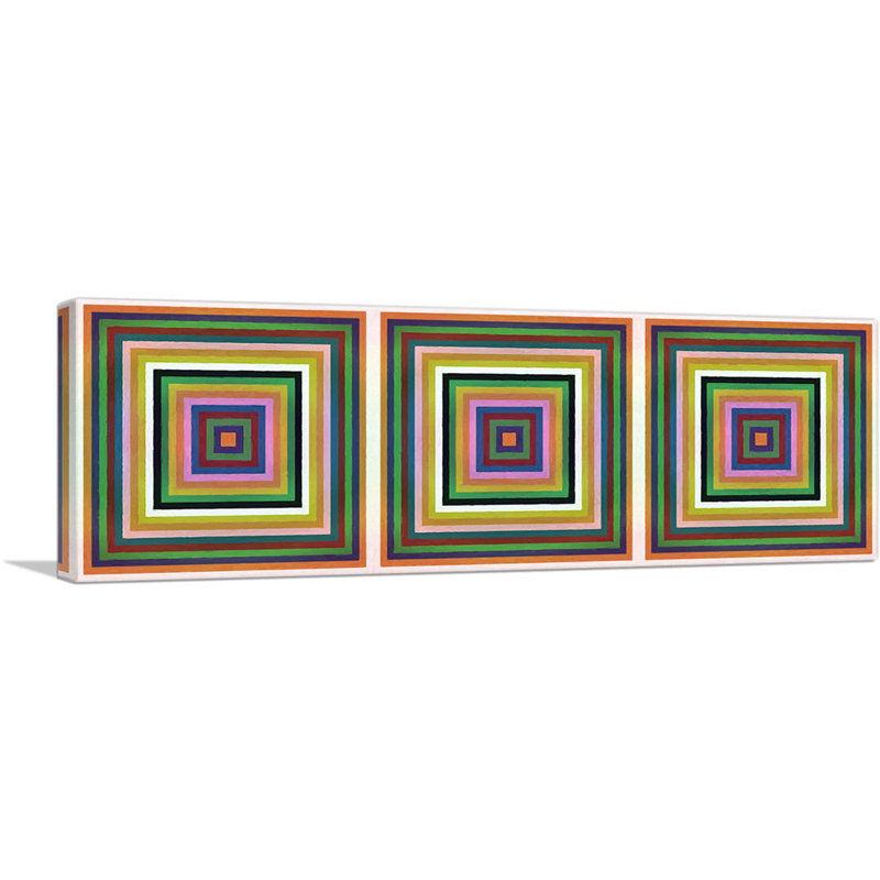 Mid-Century Three Modern Colorful Tunnels - Reproduction d'art sur toile panoramique, H 12 po x l 36 po x P 0,75 po
