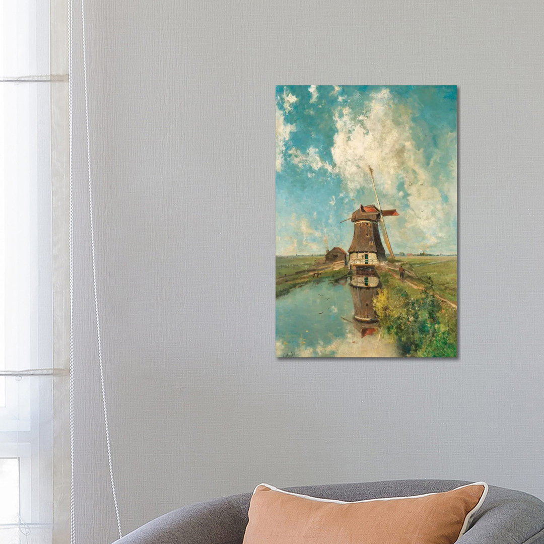 A Windmill On A Polder Waterway, C. 1889 by Paul Joseph Constantin Gabriël - Wrapped Canvas Painting