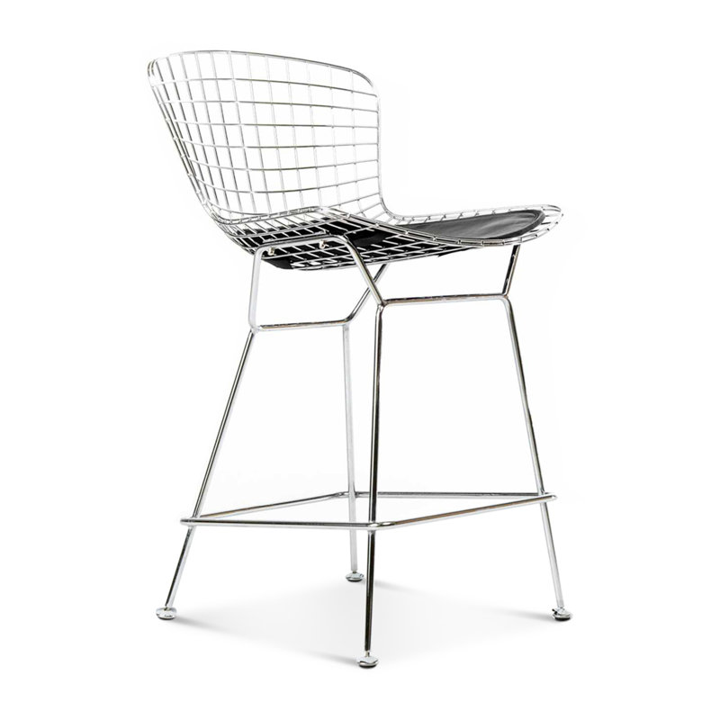 Set Of Two Bertoia Bar Stools Black Frame