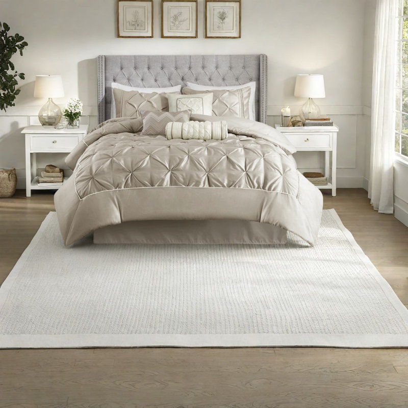 Elegant Taupe Bedding Set, Polyester Tufted Design For King Bed