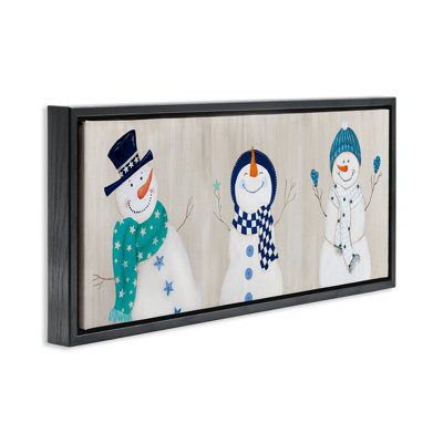 «Happy Snowman Trio», art mural sur toile par Janet Tava
