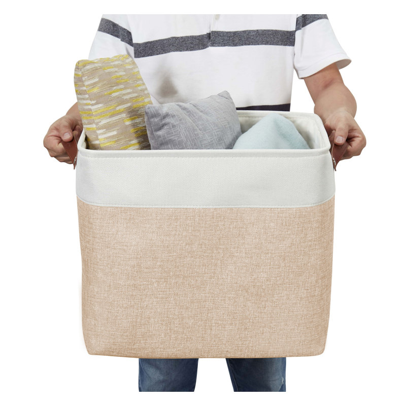 Panier en tissu, Beige / Blanc