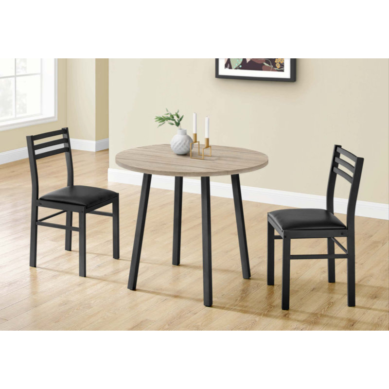 Ensemble de table de salle à manger en métal 3 pièces Beanley, table de salle à manger 35 po avec abattant, 2 chaises pour la cuisine