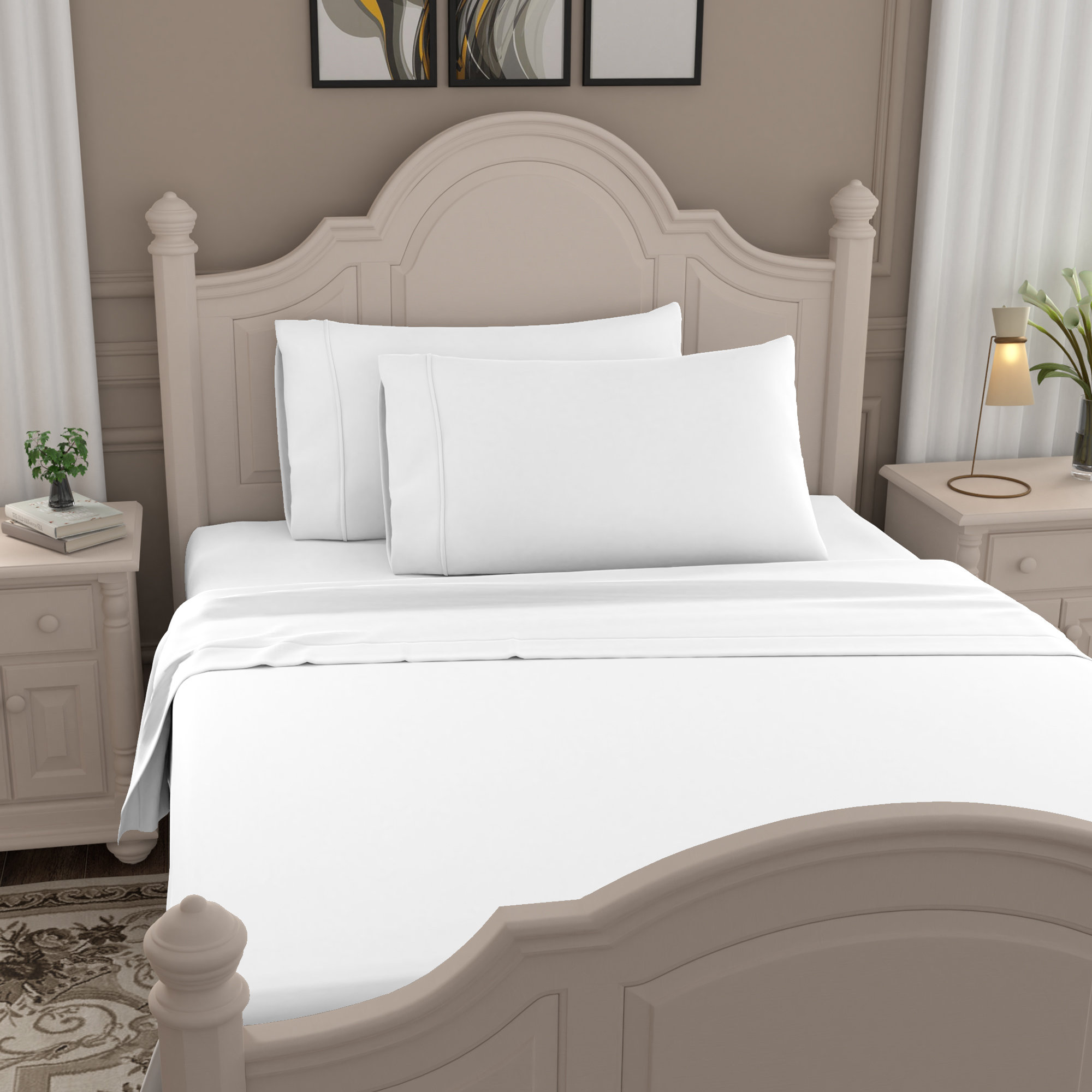 Ultimate Percale 100% Cotton 400TC Cool & Crisp Sheet Set, White, Queen Sheet Set with 2 Pillowcases