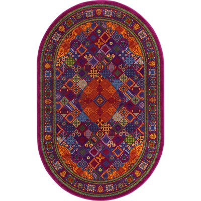 Tapis contemporain de couleur rouge-or Malaija