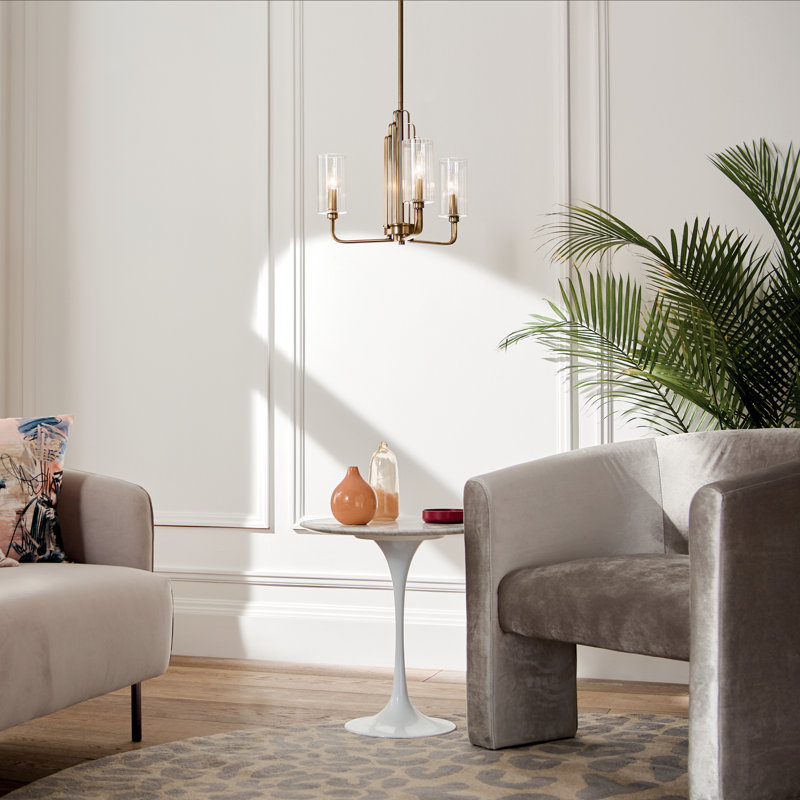 Kimrose 3 - Light Wagon Wheel Chandelier, Brushed Natural Brass