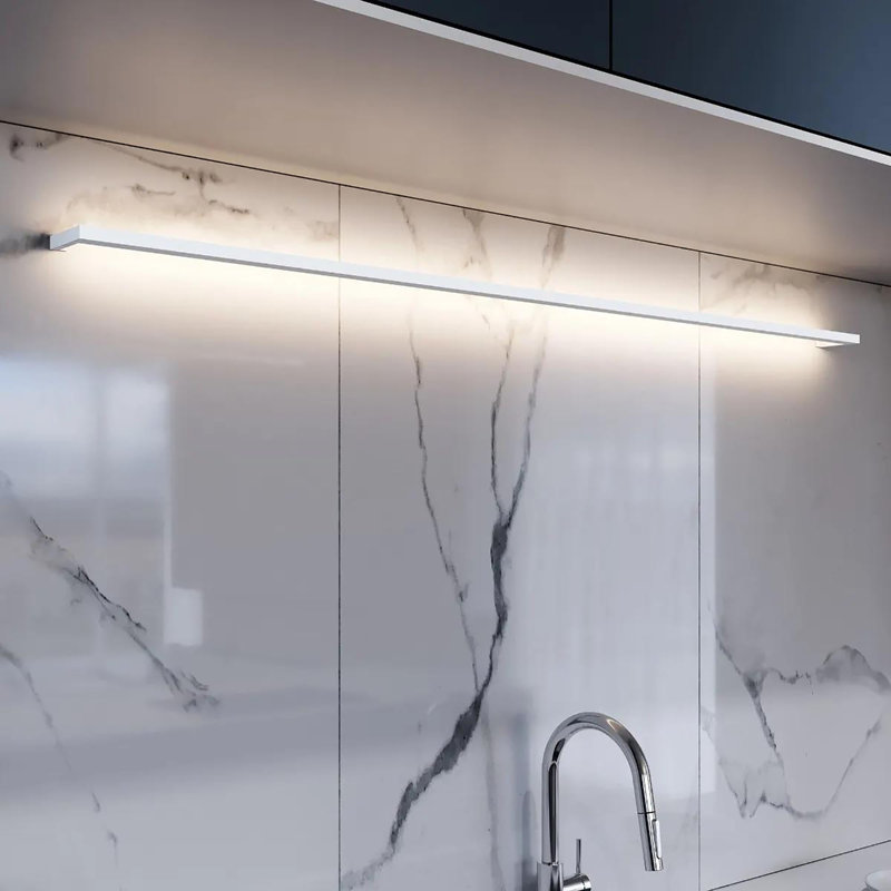 Thin-Line Dimmable LED Bath Bar, Bright Satin Aluminum, 3000K, 0.75'' H X 72'' W X 3.5'' D