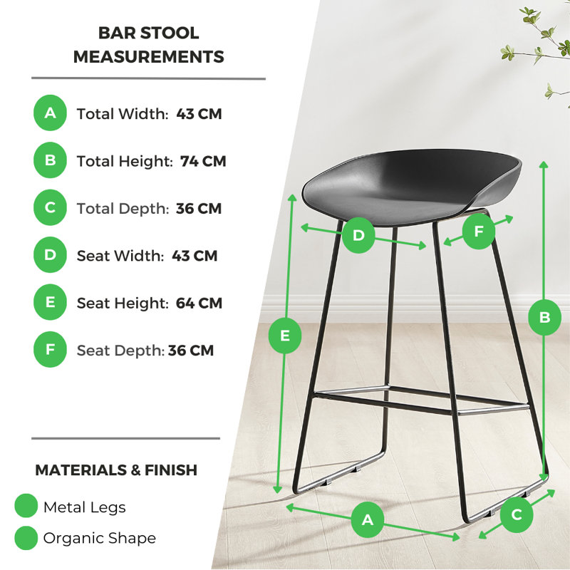 Lotti Elegant & Minimalist Moulded Plastic Kitchen Breakfast Bar Stool - Modern Sleek Design, Taupe, Gold
