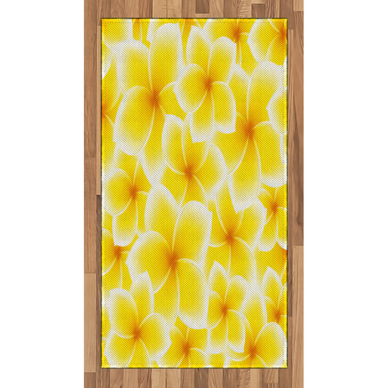 Yellow High Density Long Fiber Poly Threads Decorative Area Rug Carpet, Rectangle 2'7" x 5'