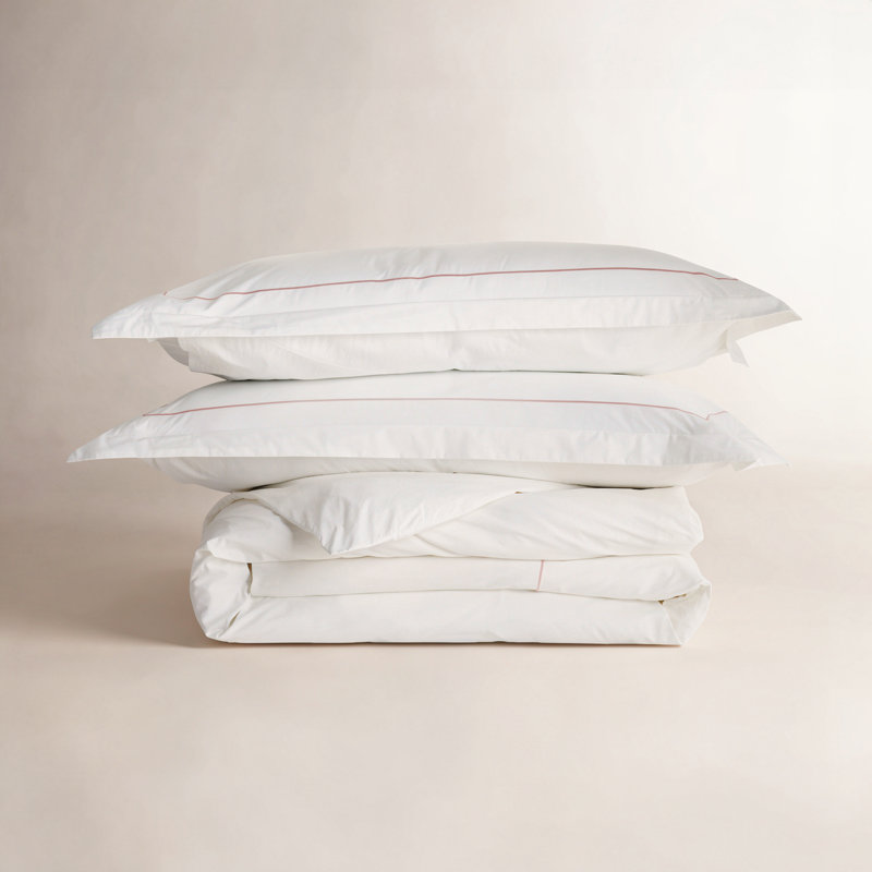 Benin Traditional Percale Duvet Cover, Twin Duvet Cover + 1 Sham, Rose/White