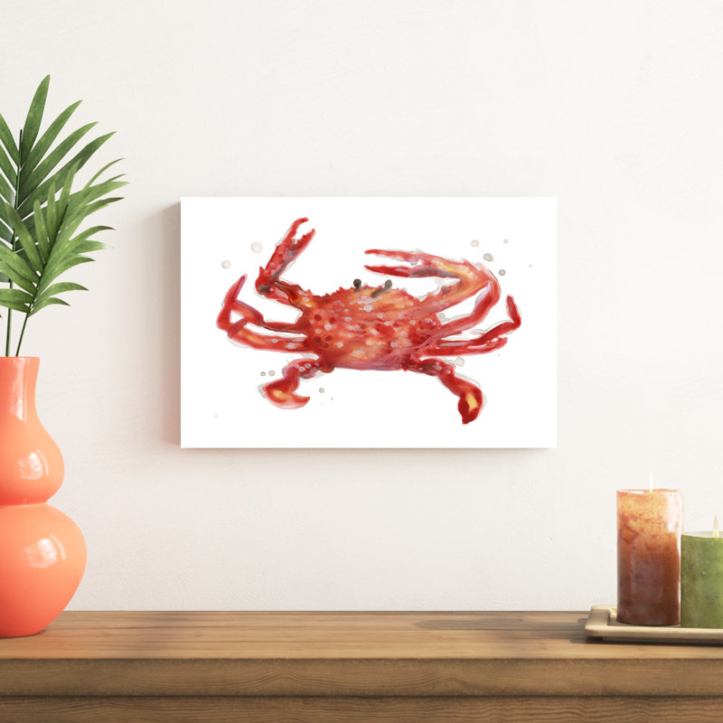 «Crab Cameo IV» par June Erica Vess - peinture sur toile tendue, H 12 po x l 18 po