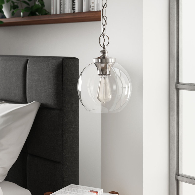 Luminaire suspendu à 1 lumière Ballance, H 12,13 po x l 8,5 po x P 8,5 po, Nickel poli