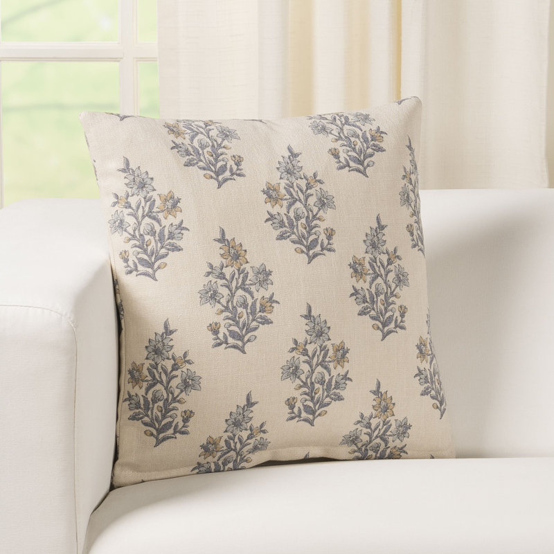Weatherford Floral Polyester Throw Pillow, Ink Floral, Square 18", Polyester