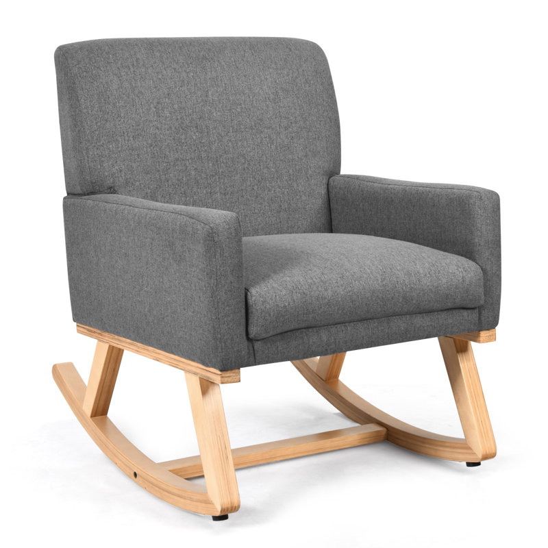 Karyn Upholstered Rocking Chair, Grey Cotton