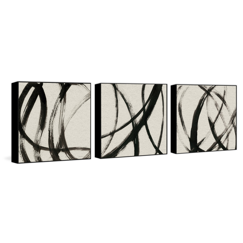 Linear Expression II par Marmont Hill - ensemble de 3 reproductions sur toile, H 40 po x l 40 po x L 1,5 po