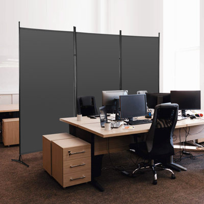 Ljusi 102.4'' W x 70.7'' H 3-Panel Folding Room Divider, Privacy Screen Partition for Bedroom, Living Room, Office and Shared Spaces