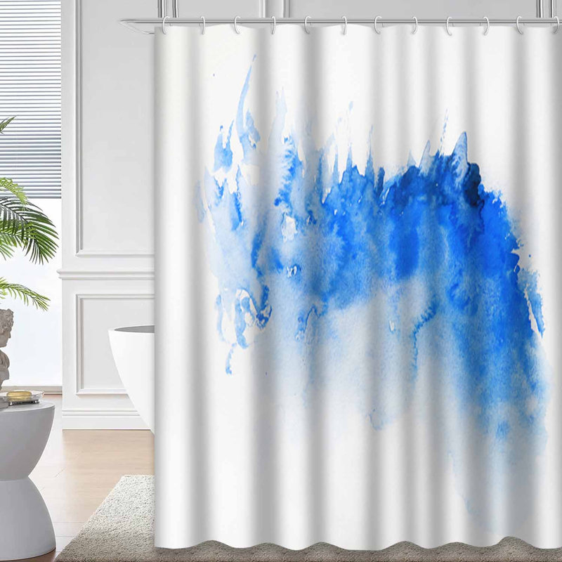 Rideau de douche bleu imperméable, rideaux de douche pour la salle de bain avec 12 crochets, L 72 po x l 78 po