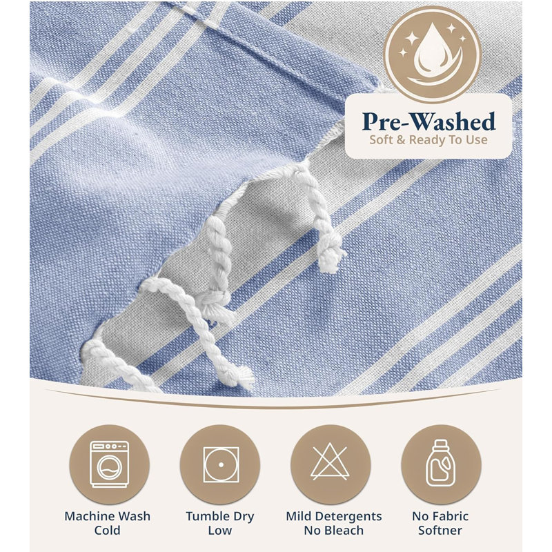 Cotton Blend Beach Towel, Forever Blue
