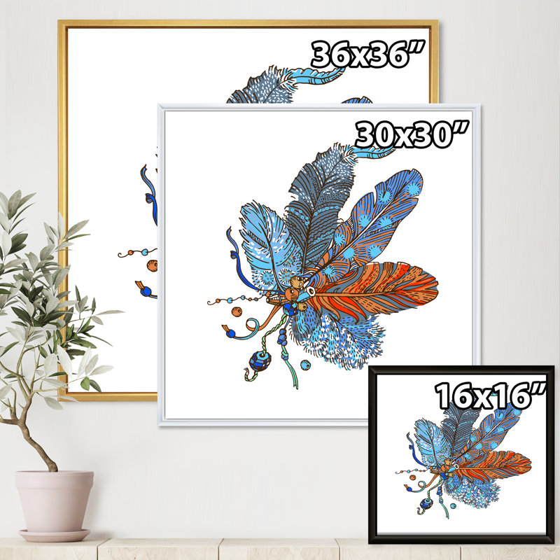 Conception de style bohème ethnique - Impression sur toile, H 36 po x l 36 po x P 1,5 po, Cadre noir