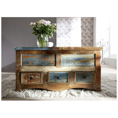 Nature Of Spirit Solid Wood Block Coffee Table with Storage