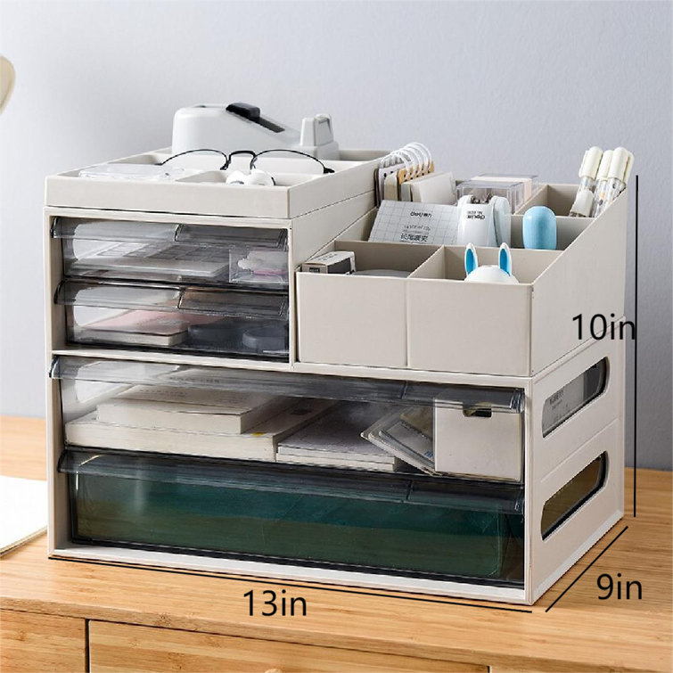 Jayd Plastic Stackable Desk Organizer with Drawers