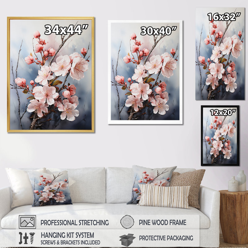 «Vittore Pink Blossoms Ethereal Delicacy I», reproduction, Cadre photo noir, H 20 po x l 12 po x P 1 po