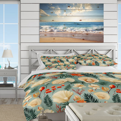 Seashell Sketches Tropical Pattern I Floral Duvet Cover