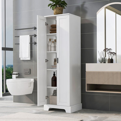 Armoire de rangement polyvalente avec deux portes pour la salle de bain et le bureau, avec tablettes réglables et dispositif anti-basculement pour plus de sécurité et de commodité