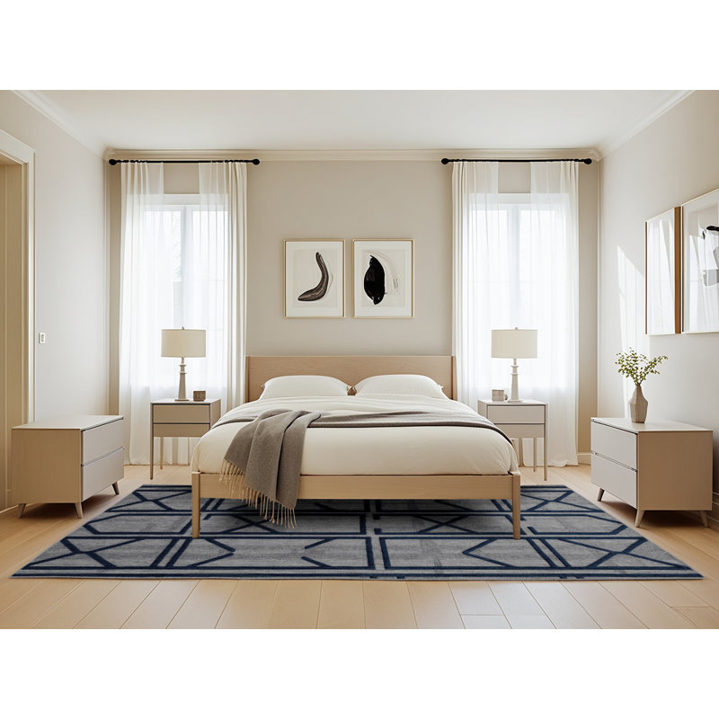 Tapis gris en treillis lavable à la machine, Rectangle de 5 pi x 8 pi