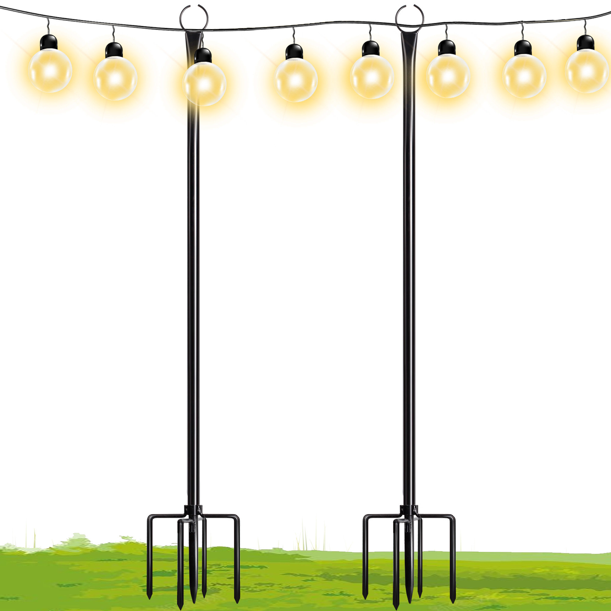 WaLensee 9.4FT String Light Poles with Hook Outdoor Metal Lighting Pole,  Garden Party & Reviews