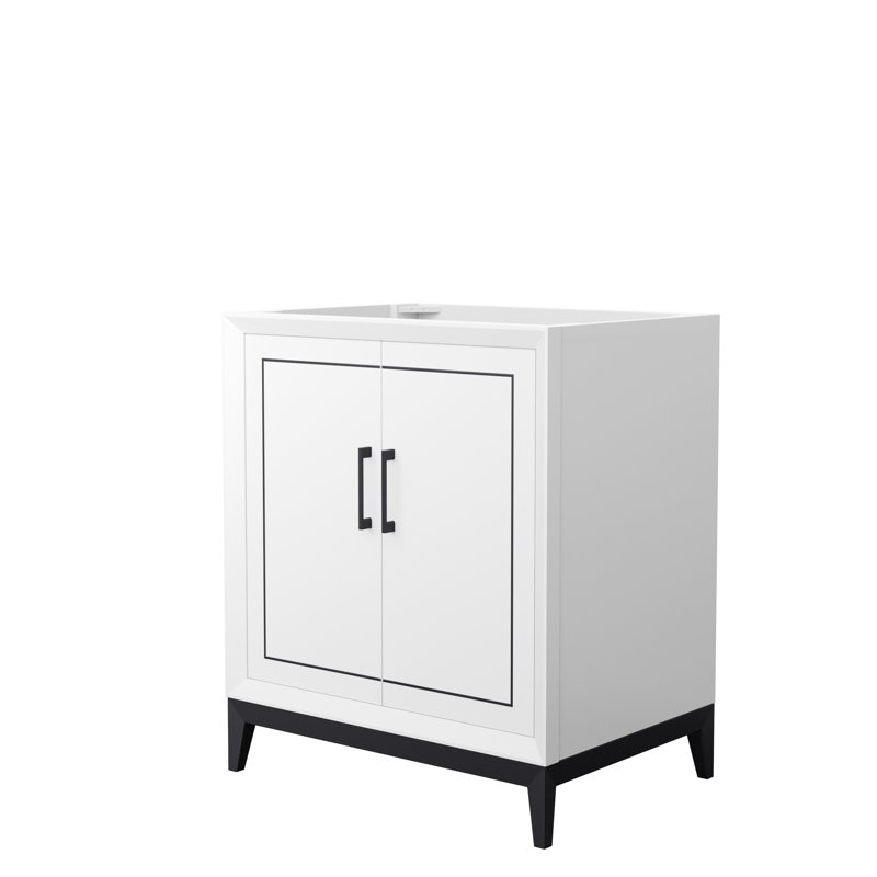 Base de meuble-lavabo simple 29,5 po Marlena seulement, Blanc / noir