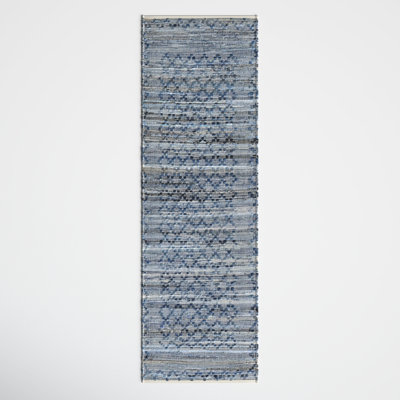 Caila Geometric Handmade Flatweave Recycled P.E.T. Area Rug in Blue/Gray
