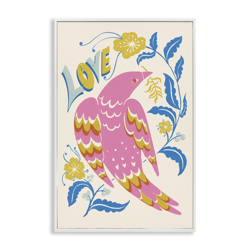 «Groovy Folk Love Bird», estampe numérique, design par Hannah Moren, H 30 po x l 20 po