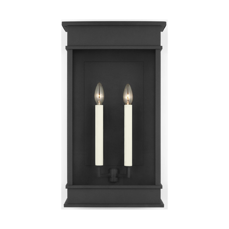 Cupertino Textured Black 2-Light Outdoor Wall Lantern