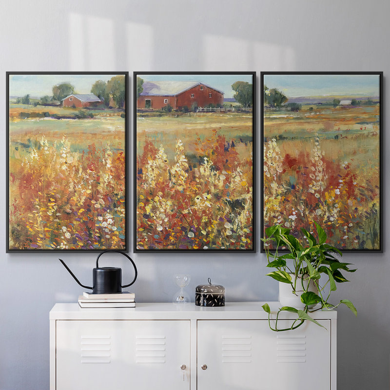 Country View II Framed On Canvas 3 Pieces