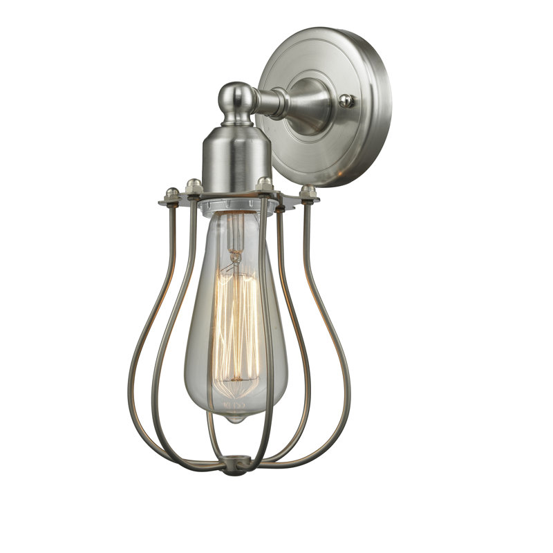 Applique murale à bras 1 lumière Weller, Nickel satiné brossé, DEL