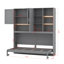 Lit escamotable mural simple avec armoire supérieure, tablettes, lumière et USB-113969891
