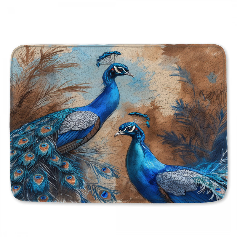 Tapis de bain bleu paon, 24 po L x 17 po L
