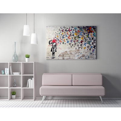 Superbe impression sur toile de Banksy, 27,6 x 39,4 pouces | 50% coton / 50% polyester, impression numérique de haute qualité | Cadre en bois de 0,8 po x 1,2 po | Parfait pour la décoration intérieure, les amateurs d'art et les cadeaux uniques