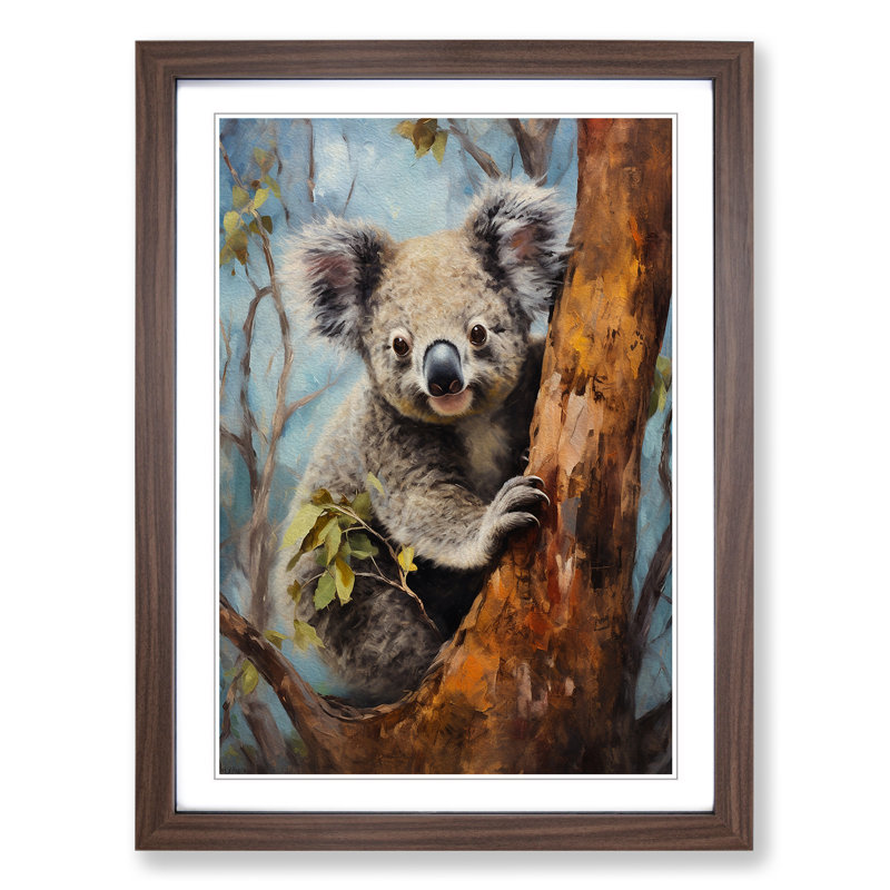Koala Bear Romanticism Art - Framed Print, 46cm H x 34cm W, Walnut Framed