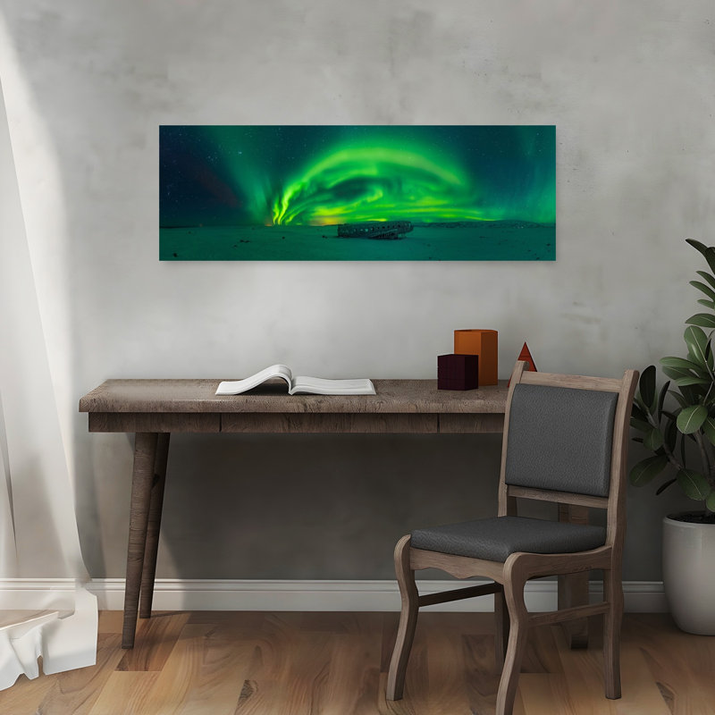 Arctic Aurora Plane Wreck by Ivan Pedretti - Wrapped Canvas Panoramic Print, 91.44 cm H x 30.48 cm W