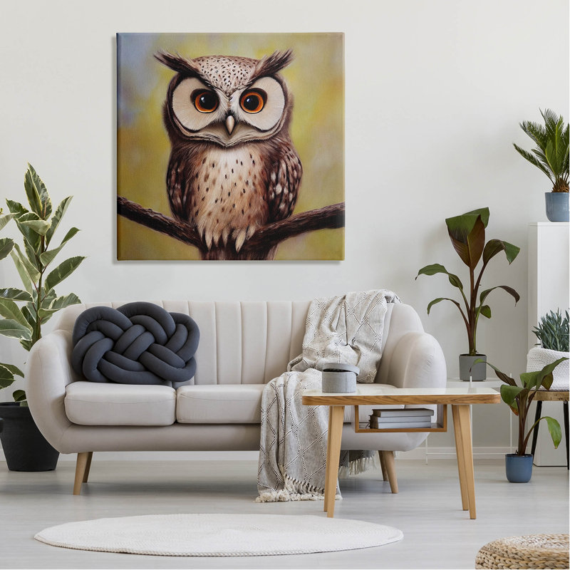 Art détaillé sur toile, "Hibou perché" par Alpenglow, H 36 po x l 36 po x P 1,5 po