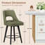 Tabouret de comptoir pivotant revêtu de lin Nora avec structure et repose-pieds en bois massif noir-228532473-228768742