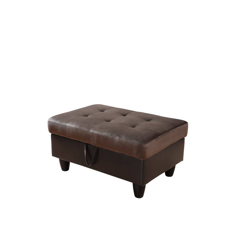 Dark Brown Flannel And Pvc (1pcs O)  Storage Ottoman