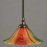 Padilla Stem Hung Mini Pendant With 10" Mardi Gras Glass